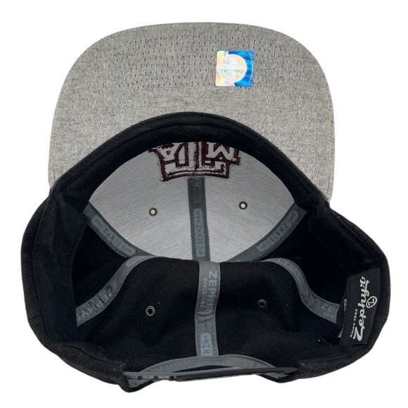 Zephyr Texas A&M Snapback Cap Black Crown Gray Brim Straight Edge Swagger - Picture 7 of 7